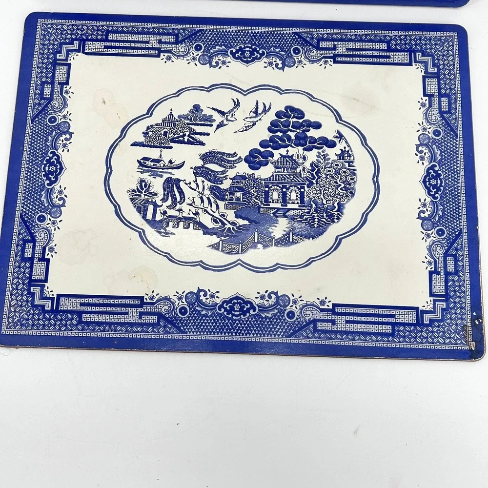 Vrg Manorcraft Blue Willow Cork Backed Placemats Set of 2 Blue White Chinoiserie